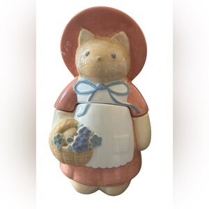 Vintage vintage Treasure Craft "Stitch in Time" Cat Cookie Jar ceramic